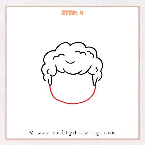 how to draw a boys hair - A fluffy boy hairstyle with a large rounded face outline added underneath, forming cheeks and a smooth chin.